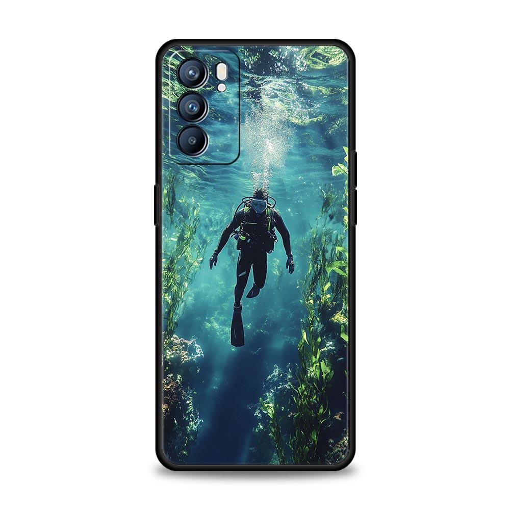 Scuba Diving Phone Case For Oppo A54 A53 A52 A15 A95 A16 A78 A79 A80 A98 4G Find X5 X6 Reno10 12 13 F Pro 5G Cover