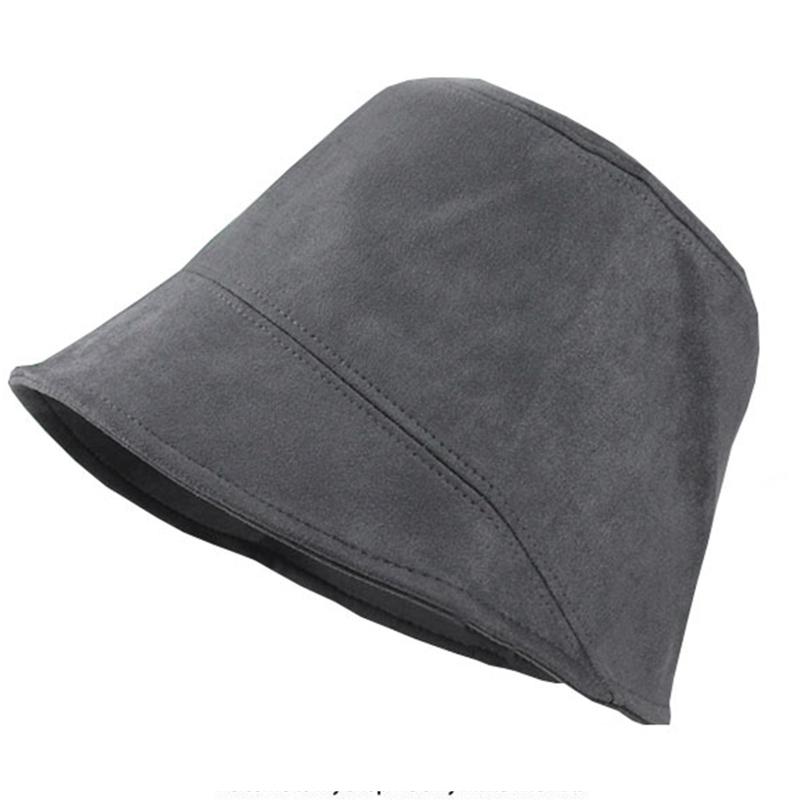 

Casual Suede Fisherman Cap Trendy Solid Color Basin Hat Winter for Adult Female сірий колір
