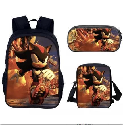 Backpack Sonic Elementary School Bag Lunch Bag Pencil Case Three-Piece Set