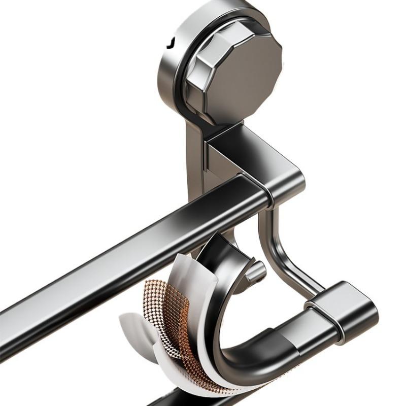 Suction cup towel rack, toilet non-punching bathroom towel double bar rack, toilet wall hanging bath towel storage hanger