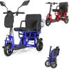 Scooter Elétrica Dobrável para Mobilidade para Idosos Adultos Deficientes | Triciclo Elétrico Estável Seguro com Luzes LED Completas Scooter de Mobilidade Portátil de 3 Rodas