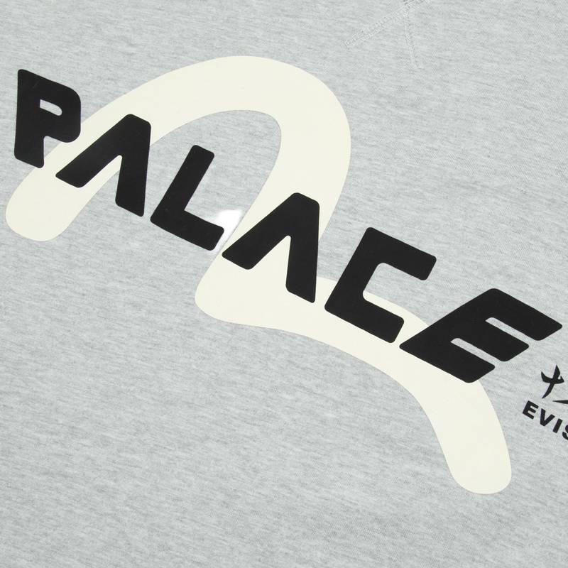Palace X Evisu SS24 Logo Print Short Sleeve Crewneck T-Shirt Unisex Tops Gray 2ESPAM4TS1153XXCTGRYH