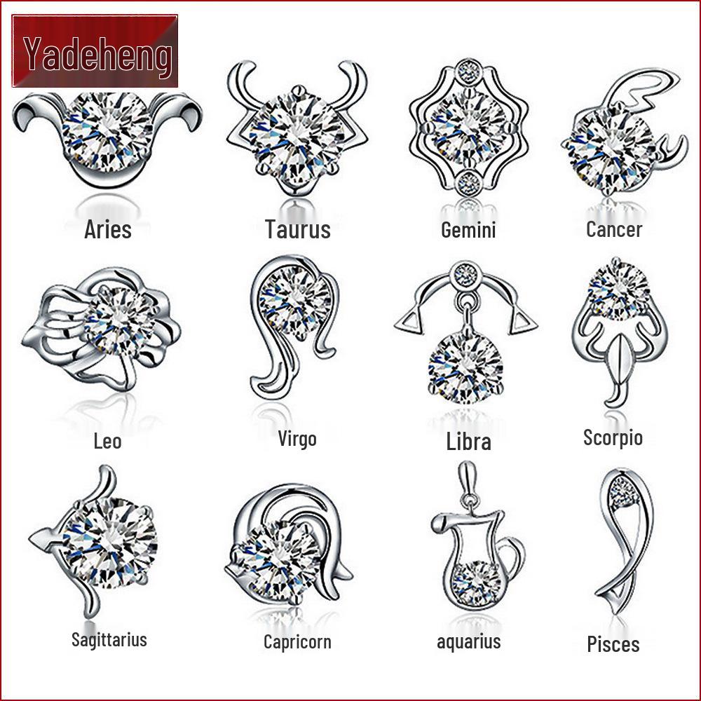 Korean Zircon Stud Earrings - Trendy Twelve Constellations Style