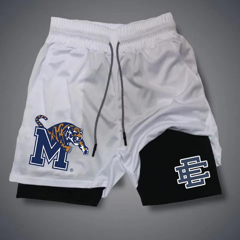 Personalized Printed Shorts Men's Summer New Double-layer Two-in-one Fitness Sports Casual Pants