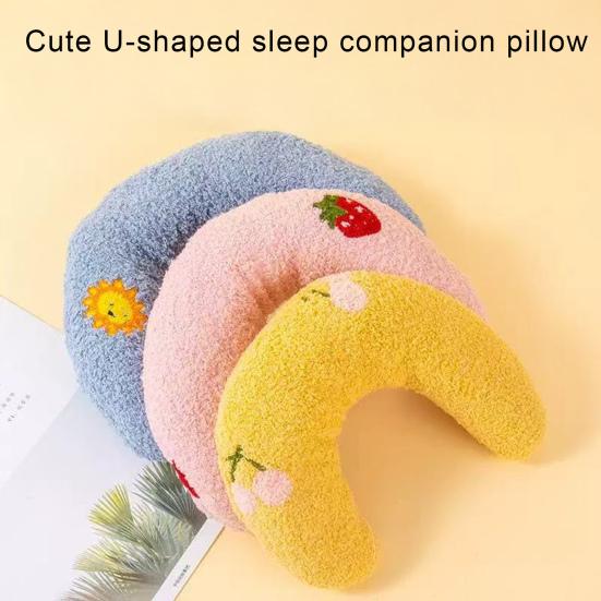 U-Shaped Pet Pillow Cat Neck Support Pillow Soft Fluffy Cat Calming Pillow with Cute Patterns Half Donut Cuddle Pillow for Cats And Small Dogs