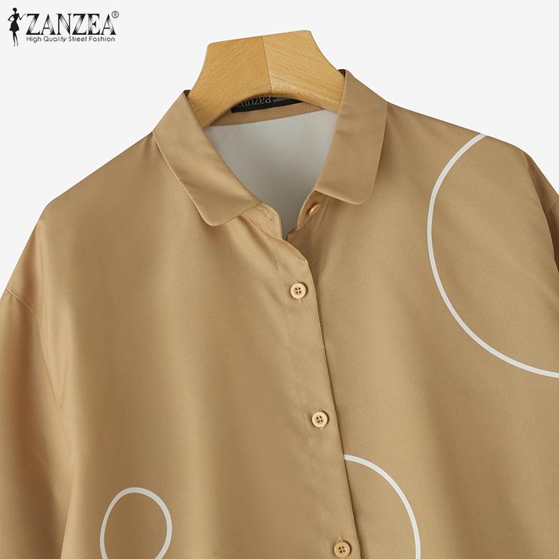 ZANZEA Lässige Bluse mit Umlegekragen und lockeren Kurzarmärmeln für Damen