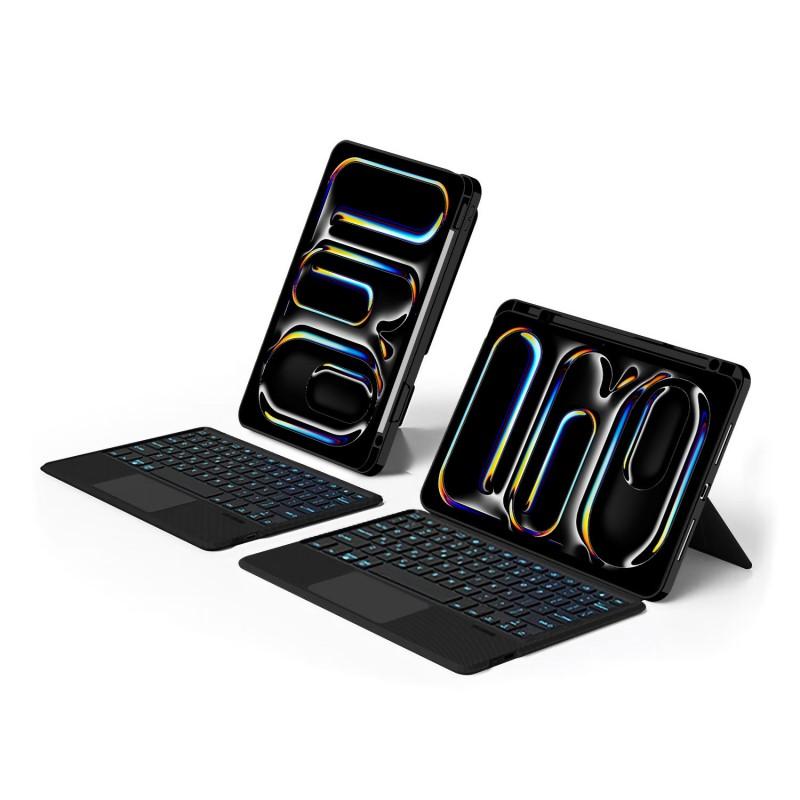 Wireless Bluetooth Keyboard Case With Trackpad IPad Pro 13-inch M4 Tablet Detachable Smart Cover Black