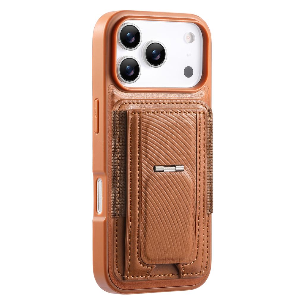 CASENEO For iPhone 17 Pro Max Case with Foldable Kickstand TPU PU Leather PC Card Bag Magnetic Phone Cover  Compatible with MagSafe