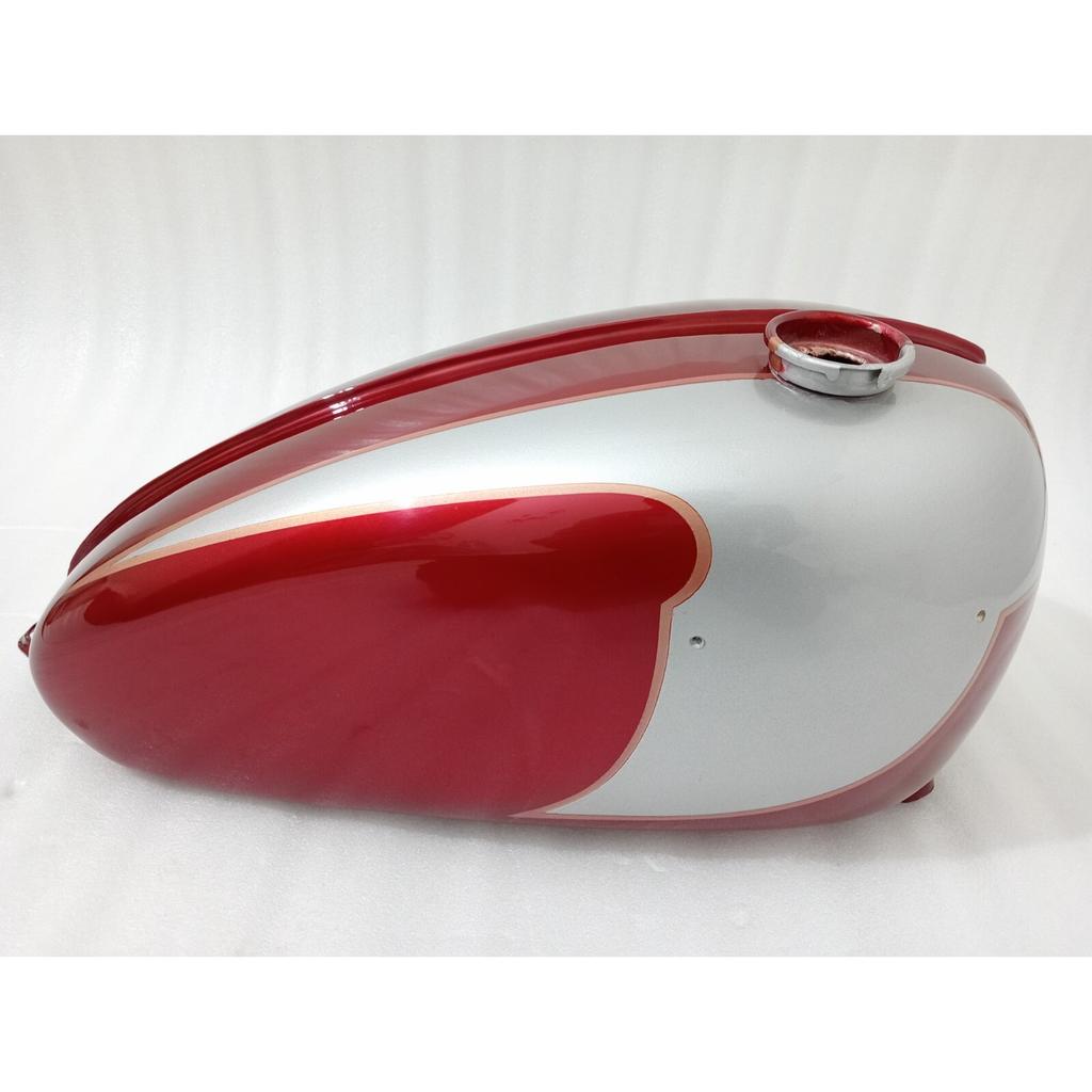 Fit For Petrol Fuel Gas Tank With Cap Triumph T120 Cherry & Silver Painted Steel
