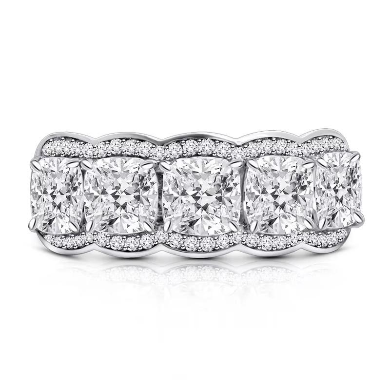 Huitan Luxury Cushion Shaped Cubic Zirconia Rings for Women Modern Fashion Wedding Accessories Half Circle CZ Statement Zircon 8