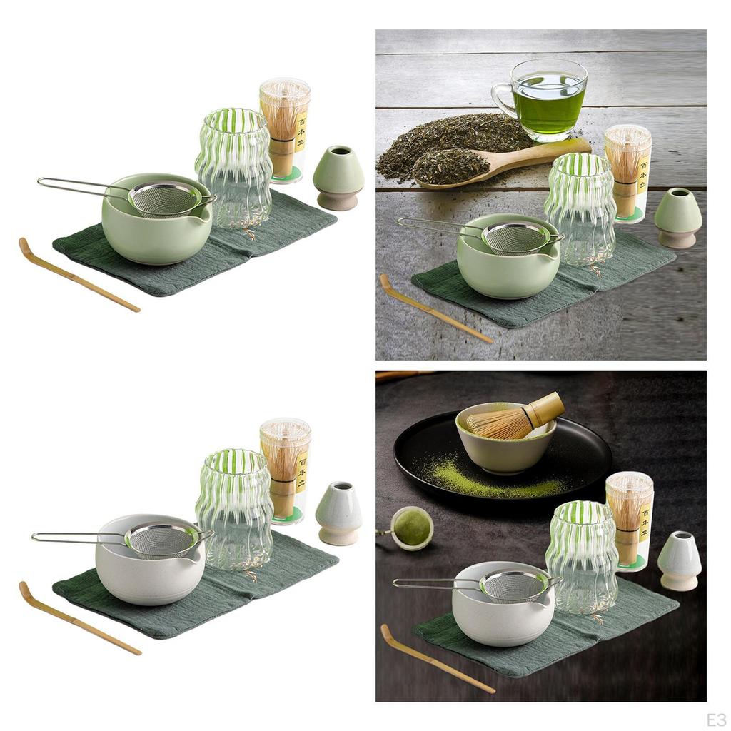 7 Piece Matcha Tea Set, Japanese Ceremonial Bowl, Complete with Whisk Holder,