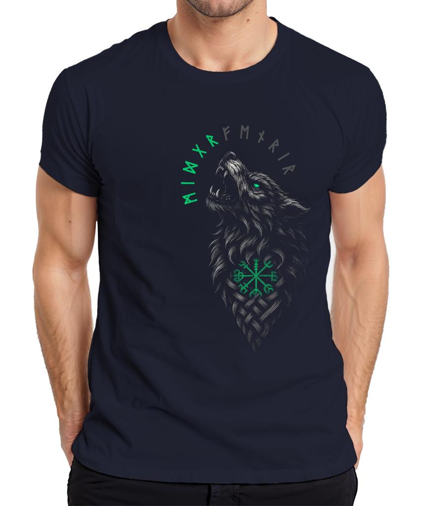 Viking Wolf Runes Vegvisir Norse Celtic Knot Fenrir Unisexs Tshirt