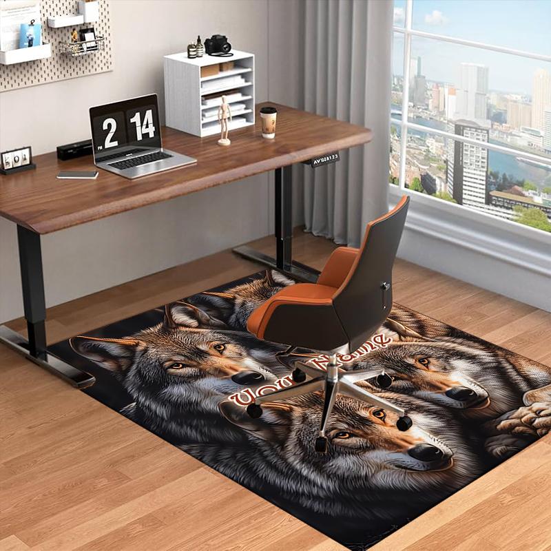 1PC Custom Name Wolf Pack Majesty Theme Floor Mat Ideal for Living Room, Game Rooms, Office, Bedroom,Floor Mat Playful Design