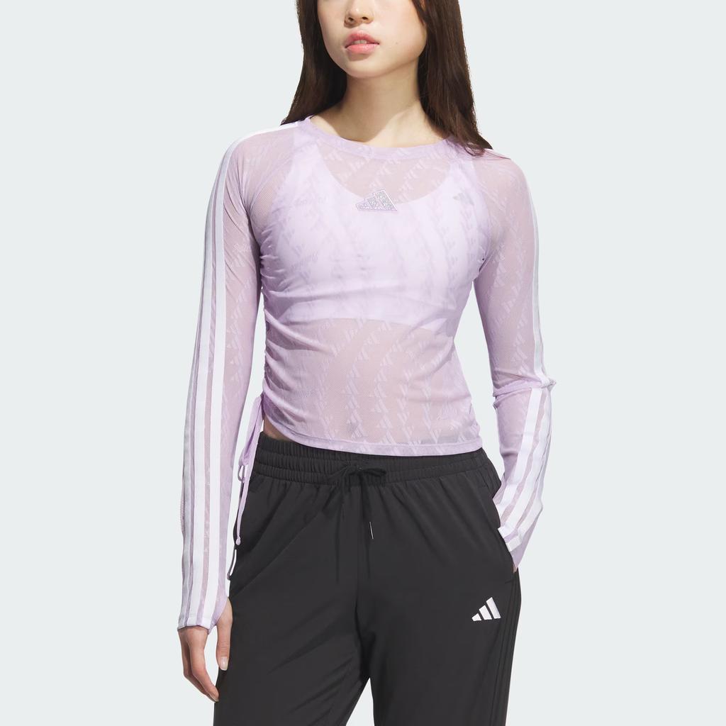 Adidas Story Mesh Round Neck Slim Fit Long Sleeve T-Shirt Women Tops KB7608