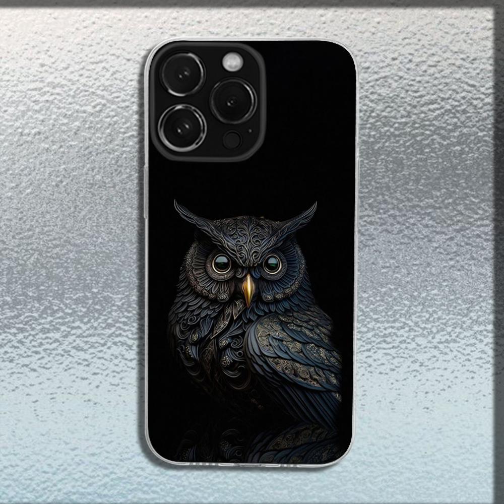 Cool EYE Owl Phone Case For iPhone 16,15,14,13,12,11 Plus,Pro,Max,XR,XS,X,Plus,SE,Mini Transparent Soft Cover