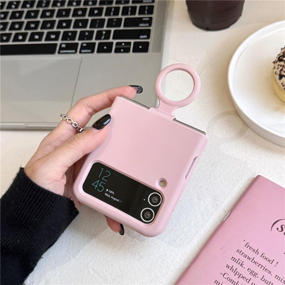 Offical Liquid Silicone Ring Holder Case For Samsung ZFlip 3 4 Folding Soft Candy Color Camera Protective Shockproof Cover Funda