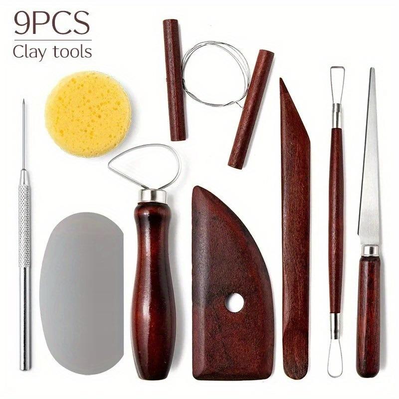 9/15Pcs DIY Art Pottery Clay Sculpting Tools Polymer Clay Double Ended Wood Carving Clay Modelling Tool DIY Modelling Embossing 9pc