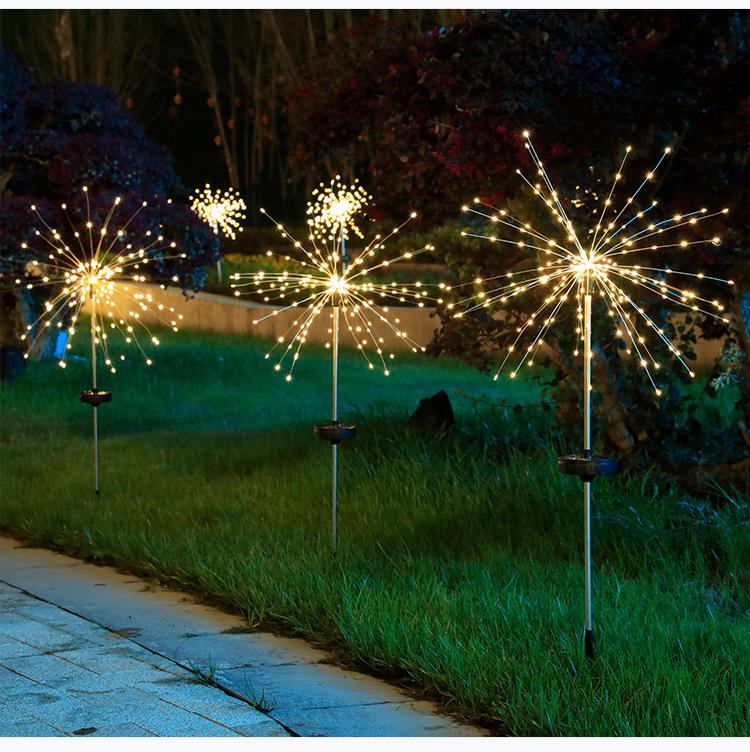 LED Solar Firework Garden Lights - Colorful Outdoor Decorative Copper Wire String Lights