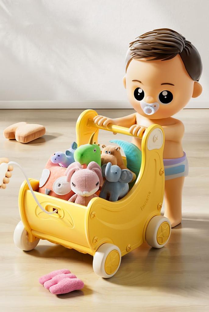 Gorocking Banana Wagon Toy Box, Push Cart, Baby Kids Wagon, Baby Walker, Toy Wagon, Toy Storage (Pink)