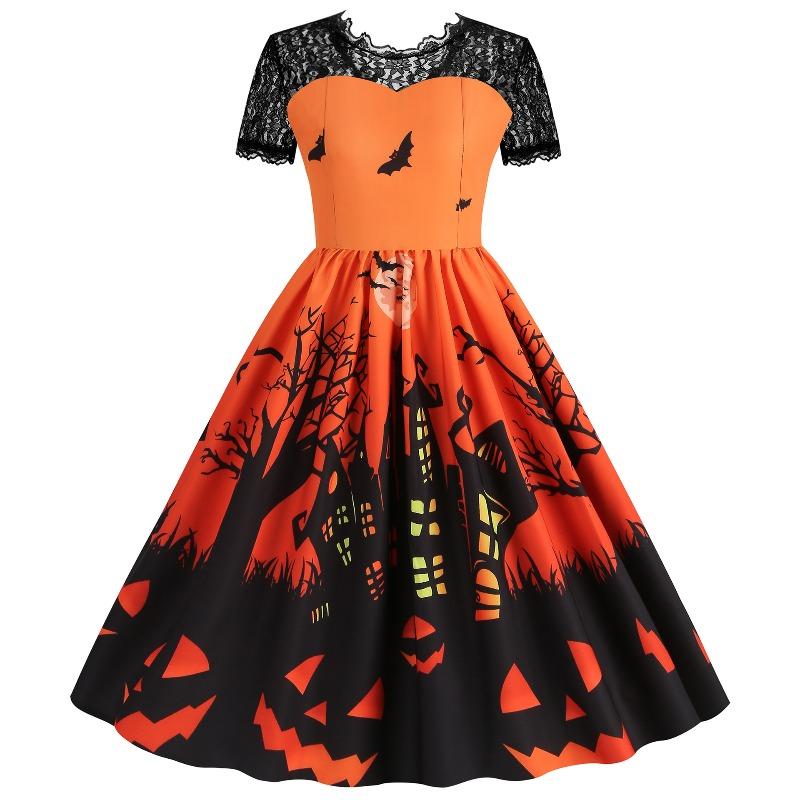 QICED Fashion Summer Spring Short Sleeve O-Neck Casual Dresses