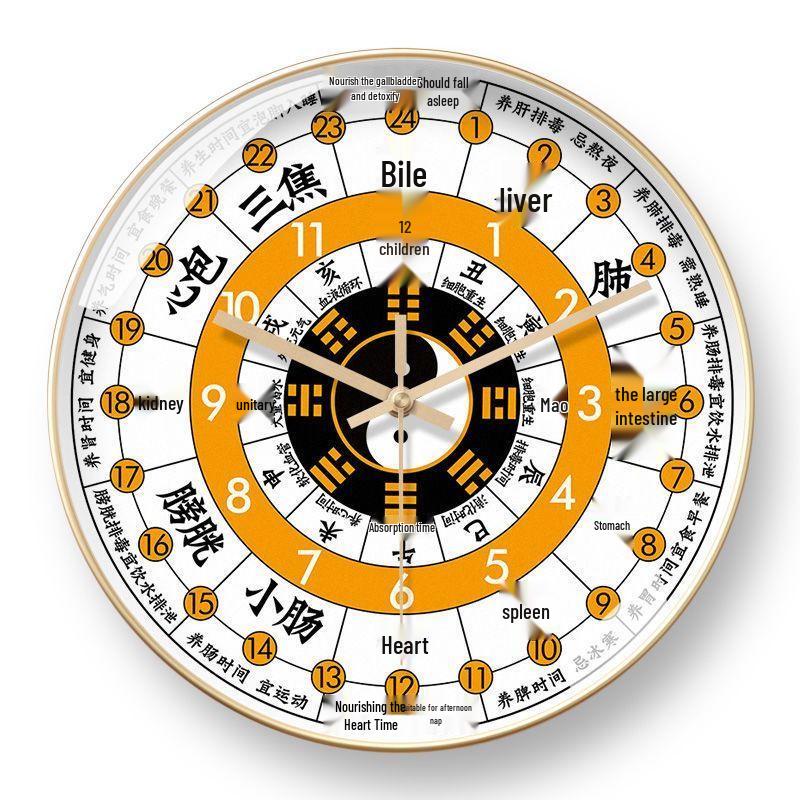 TCM Health Wall Clock with Auto Time Correction & Earthly Branches