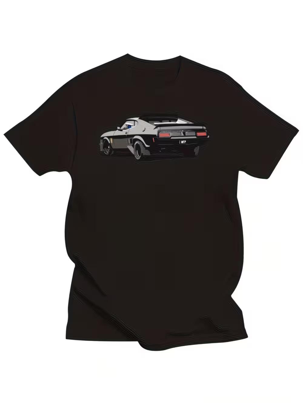 Мужская и женская графическая футболка Mad Max Interceptor V8 - Винтажная серая футболка с коротким рукавом, повседневная M