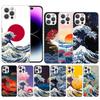 Japanese Style Wave Art Soft Cover for iPhone 16 17 Air 15 14 Pro Max 16E Phone Case 13 Mini 12 11 7 SE 8 Print Pattern Fit Case