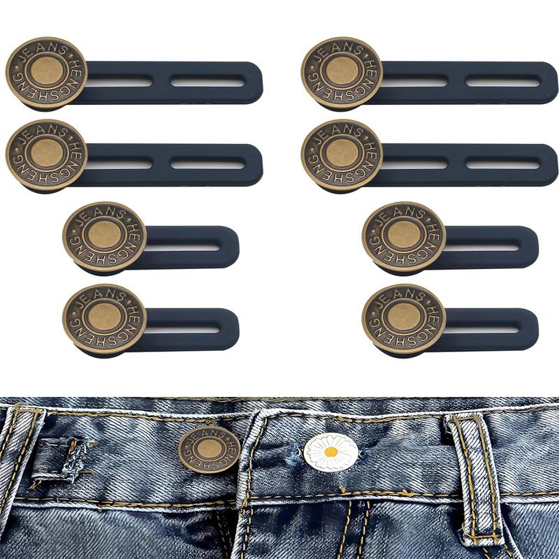 8Pcs Jeans and Pants Button Extenders Jeans Adjustable Retractable Button Set Waistband Extender for Men and Women Jeans Button