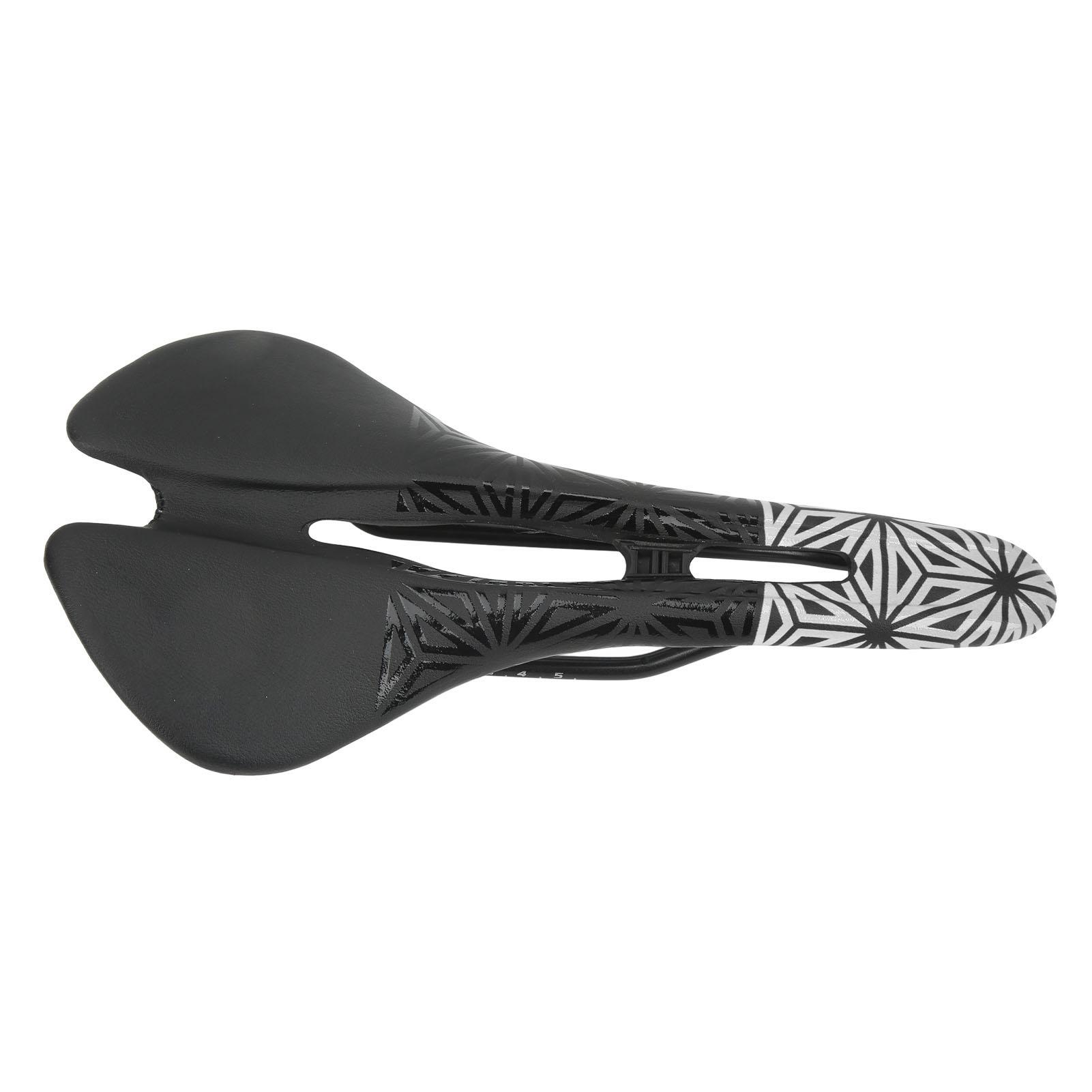 

Bike Seat Cushion Shock Absorbing Microfiber Leather Hollow Breathable Wrapped Steel Bow Nylon Bottom Bike Saddle