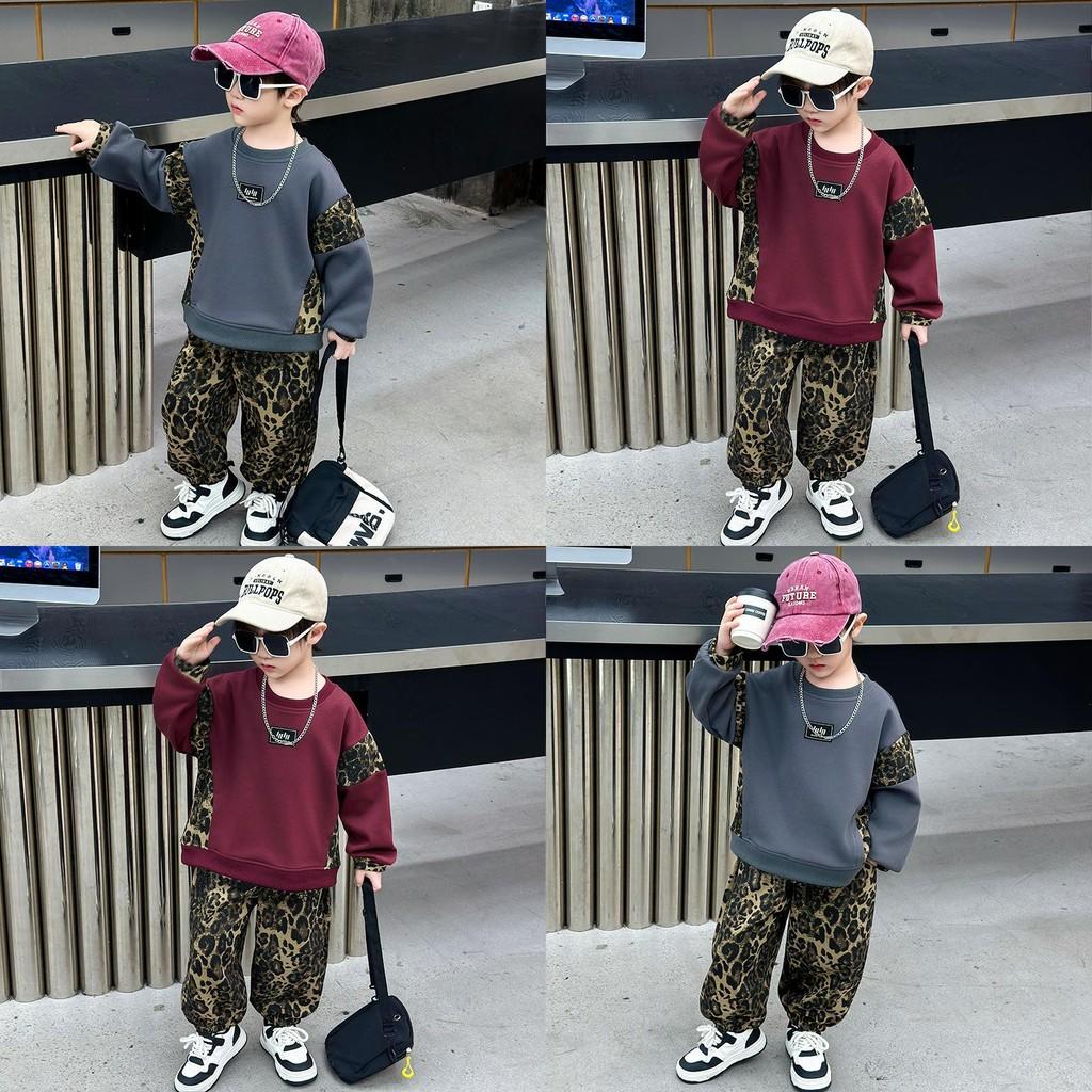 Trendy Boy's Pullover Hoodie Set For Kids Soft Cotton Fabric Stylish Fall Outfit