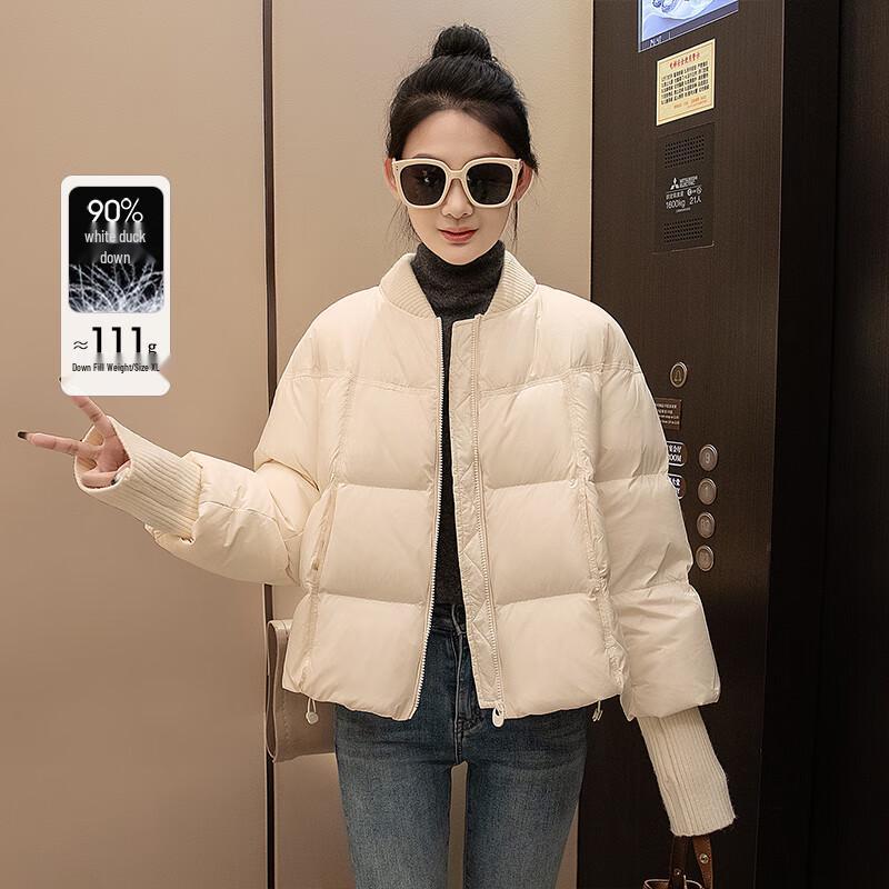 

Sibaishi Women s 90% Down Spliced Baseball Collar Jacket L