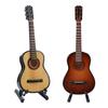 Wooden Mini Guitar Model with Stand Tiny Classical Guitar Figurine Miniature Musical Instrument Ornament Home Office Desktop Decoration