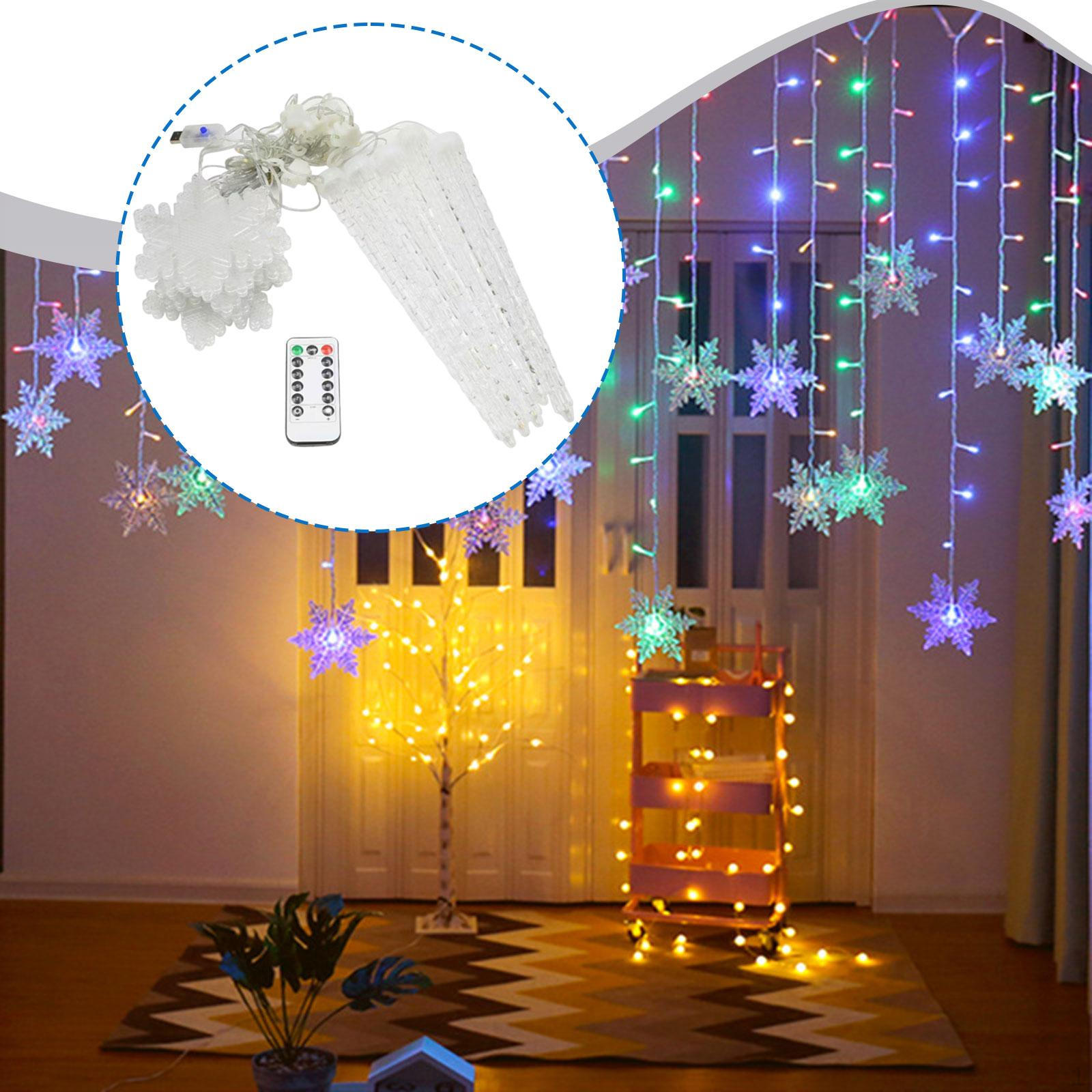

Winter Themed Fairy Lights USB Interface with Remote Multifunctional 8 Modes Cool White