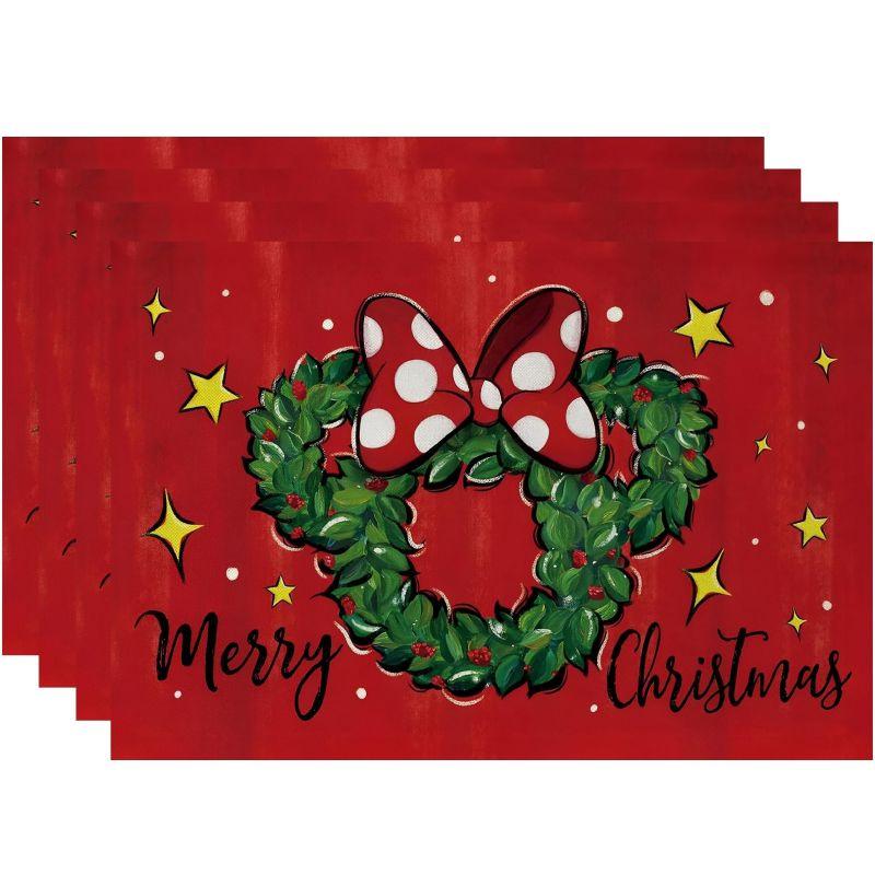 Buffalo Plaid Merry Christmas Placemats Heat Insulation Stain-Resistant Square Linen Table Mats for Dining Table Decoration