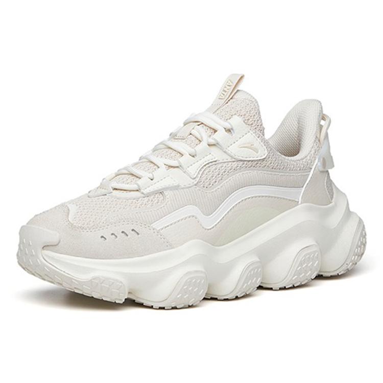 Anta Life Collection Zhou White 2.0 Cushioning, Wear Resistant Low top Chunky Sneakers Women's Gray White 922218883-4