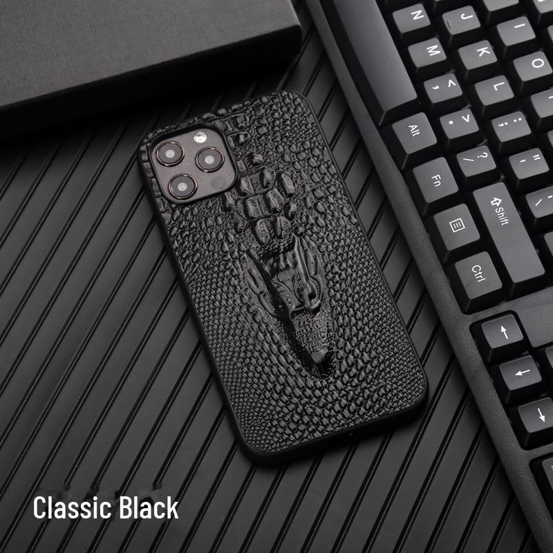 Drachenkopf-Hülle aus echtem Leder für Apple iPhone 14, 13 Pro, 12 Pro Max und 11