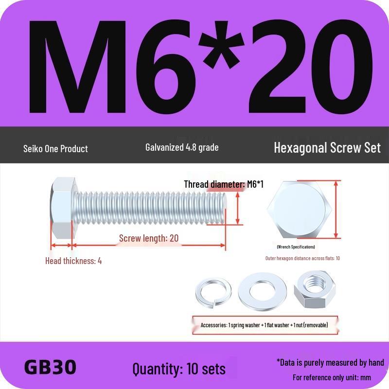 Galvanized Hex Head Bolt & Nut Set - Grade 4.8, Sizes M4 To M30