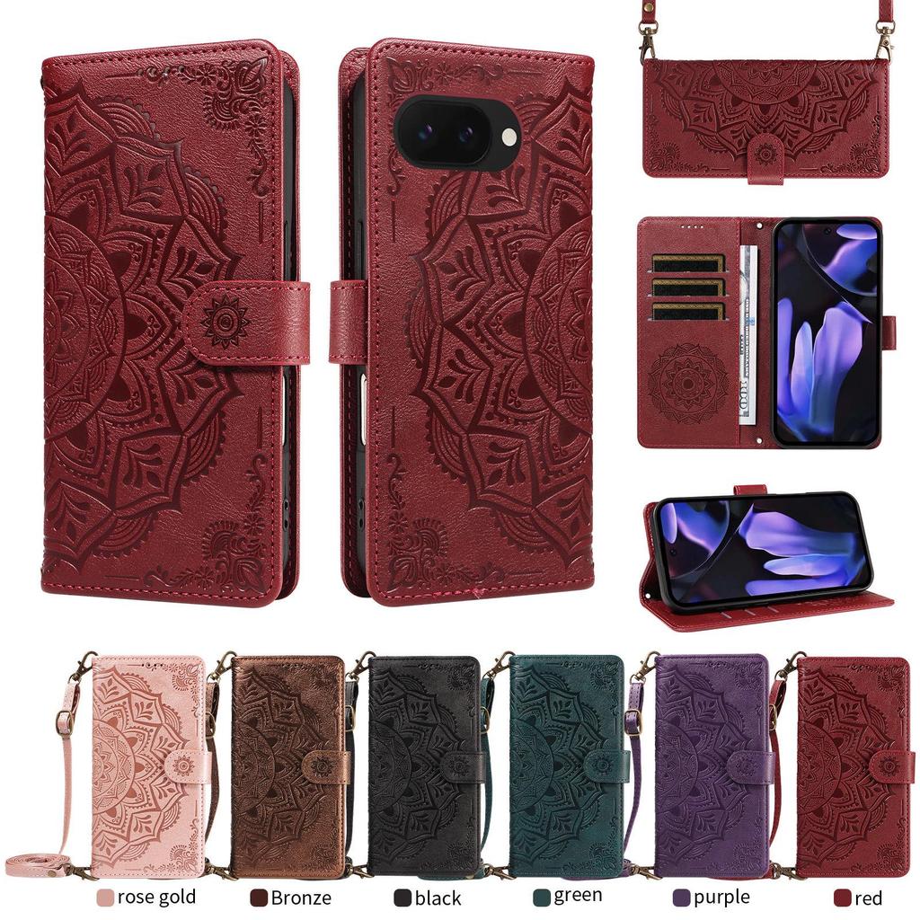 Compatible with Google Pixel 11 Pro XL Embossed Mandala Flip Case with Card Slot