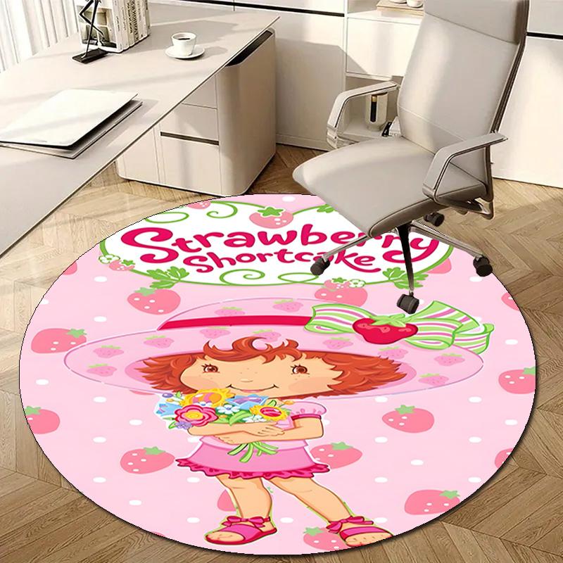 1pc Strawberry Princess2 Design Printed Area Round Carpet for Bedroom Living Room Home Decor Rugs Mat Non Slip Mat Rug for Bedside