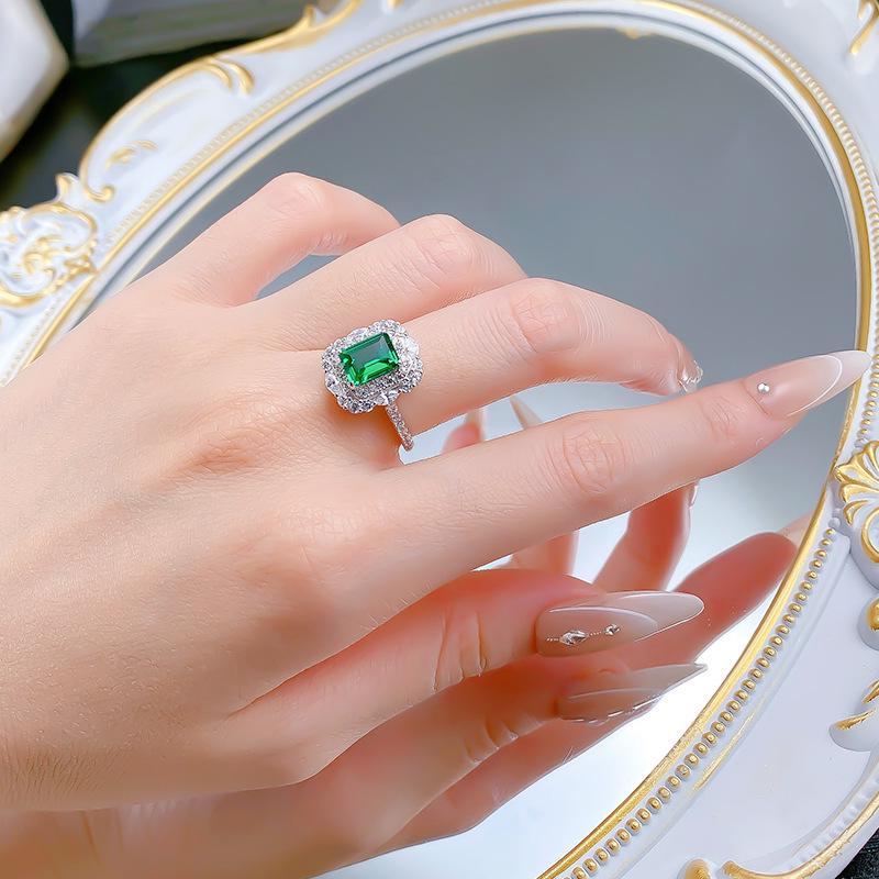 S925 Sterling Silver Simulated Emerald Cut High Carbon Diamond Ring