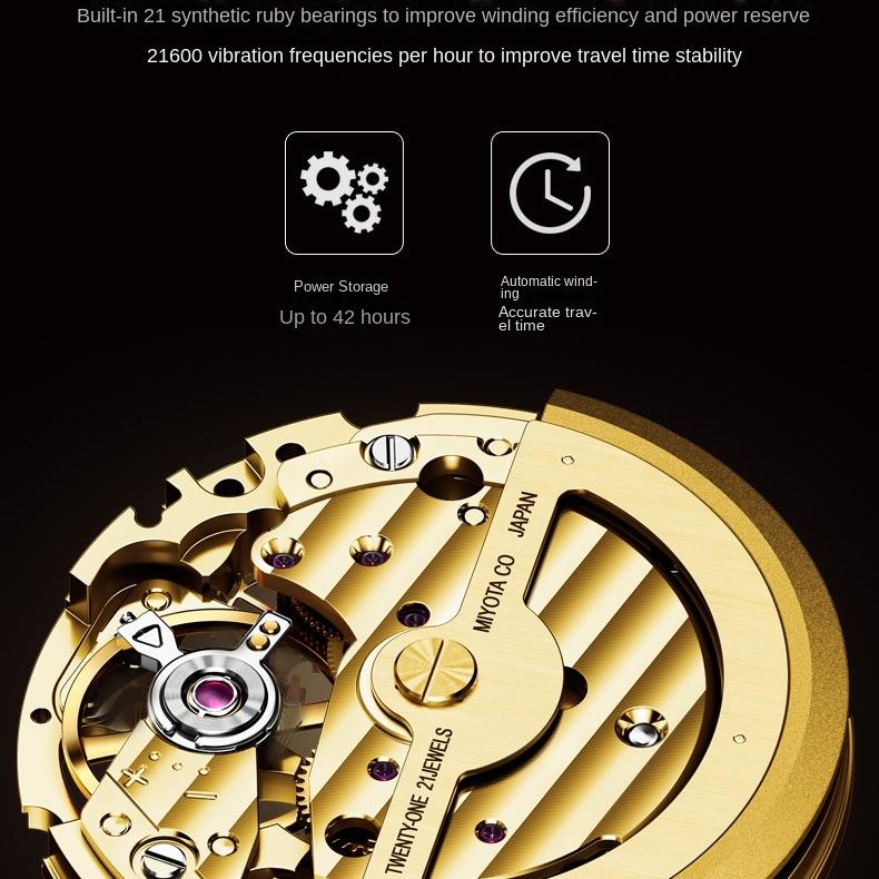 OUPINKE Hodinky Automatické mechanické hodinky Steel Business Vodotěsné pánské hodinky Pánské hodinky