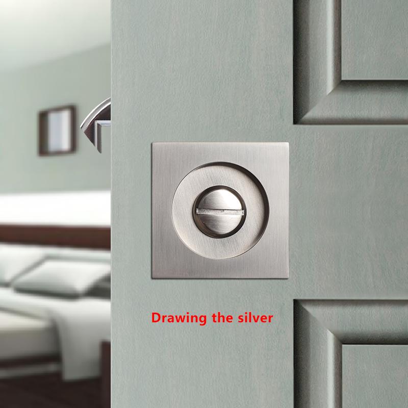 TOP KNORR Sliding Door Sliding Door Lock Invisible Square Interior Kitchen Bathroom Single Hook Black Keyless Door Lock Drawing the silver