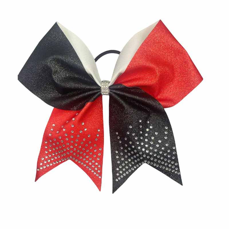 Glitzer-Strassstein-Schleifen-Haargummis für Kinder - Zweifarbige Cheerleading-Accessoires