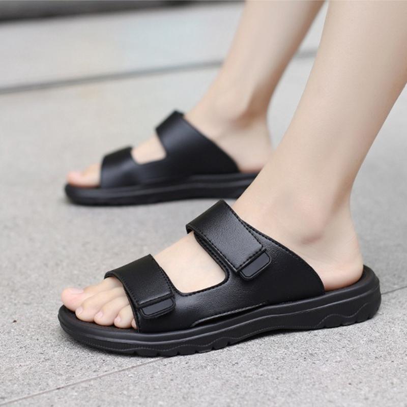 New Men Slippers Black Platform Slip On Massage Sandals Home Light Slippers Summer Citywalk Beach Holiday Sandal Shoes Sandalias