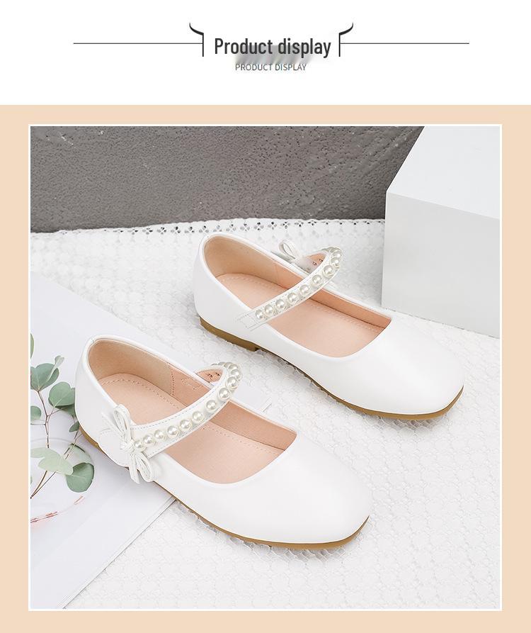 Girls' Spring & Autumn Princess Soft-Soled Leather Shoes: Stylish White Baby & Student Performance Footwear