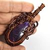 Natural African Amethyst Gemstone 84 Ct Copper Wrapped Pear Pendant Certified