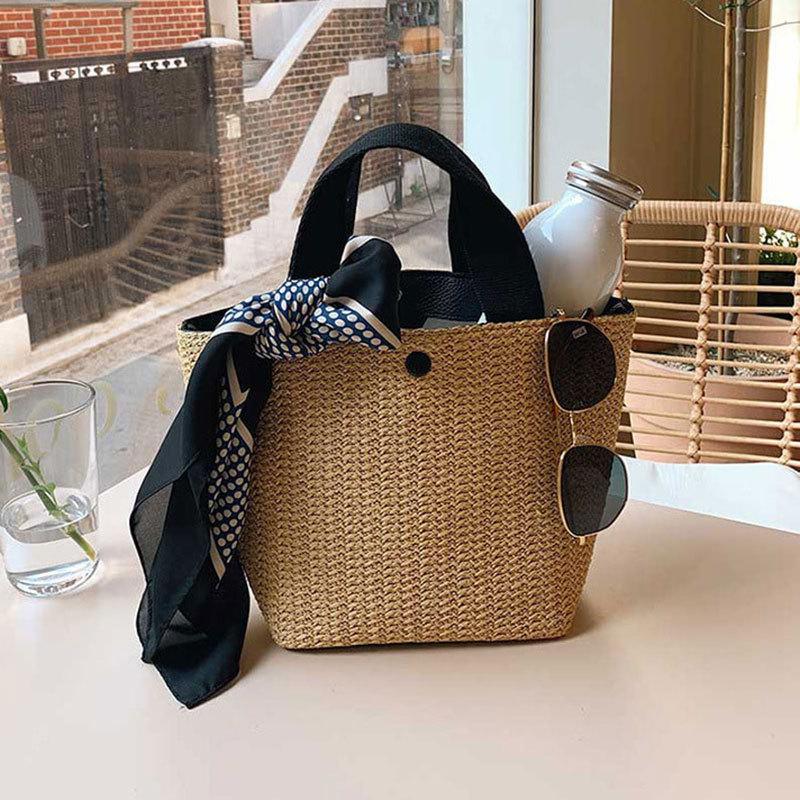 

Beach Straw Shoulder Messenger Casual Large Capacity Straw Bag Fashi Grass Weave Tote Bag Simple Summer Beach Bag Outdoor