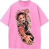 Japan Anime Demon Slayer Kamado Tanjirou Printed Tshirt Men Casual Cotton T-shirts Vintage Washed Tee Harajuku Male T Shirt