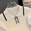 New Knitted Short Sleeve Women Blouse Summer Lapel Loose Slim Fit Ice Silk Shirt Pullover Sweater Casual Simple Sweet Tops Elegant Fashion Clothing
