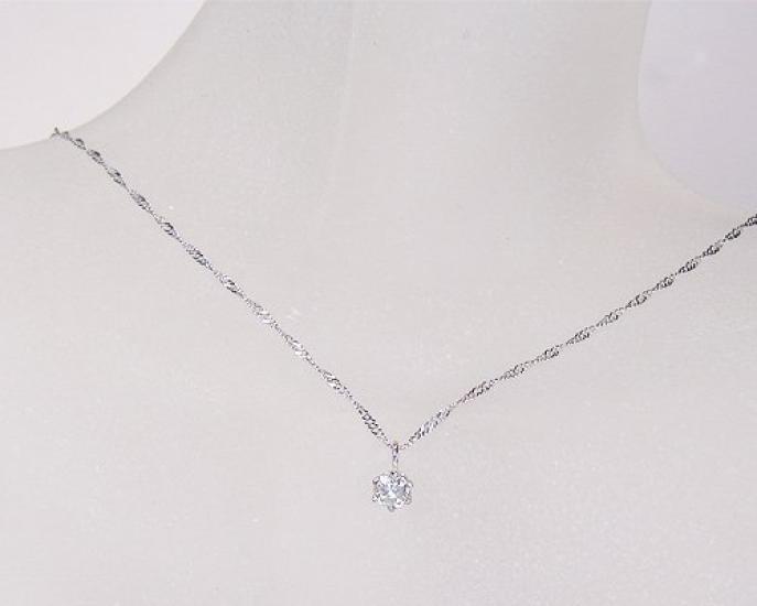 and My Jewelry Platinum Diamond Pendant Necklace Carat Single Stone Design [Your Box] - 0.15 [April Birthstone] [Gift Wrapped]